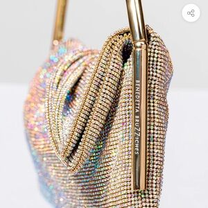 BENEDETTA BRUZZICHES Travolta Gold Crystal-Embellished Bag